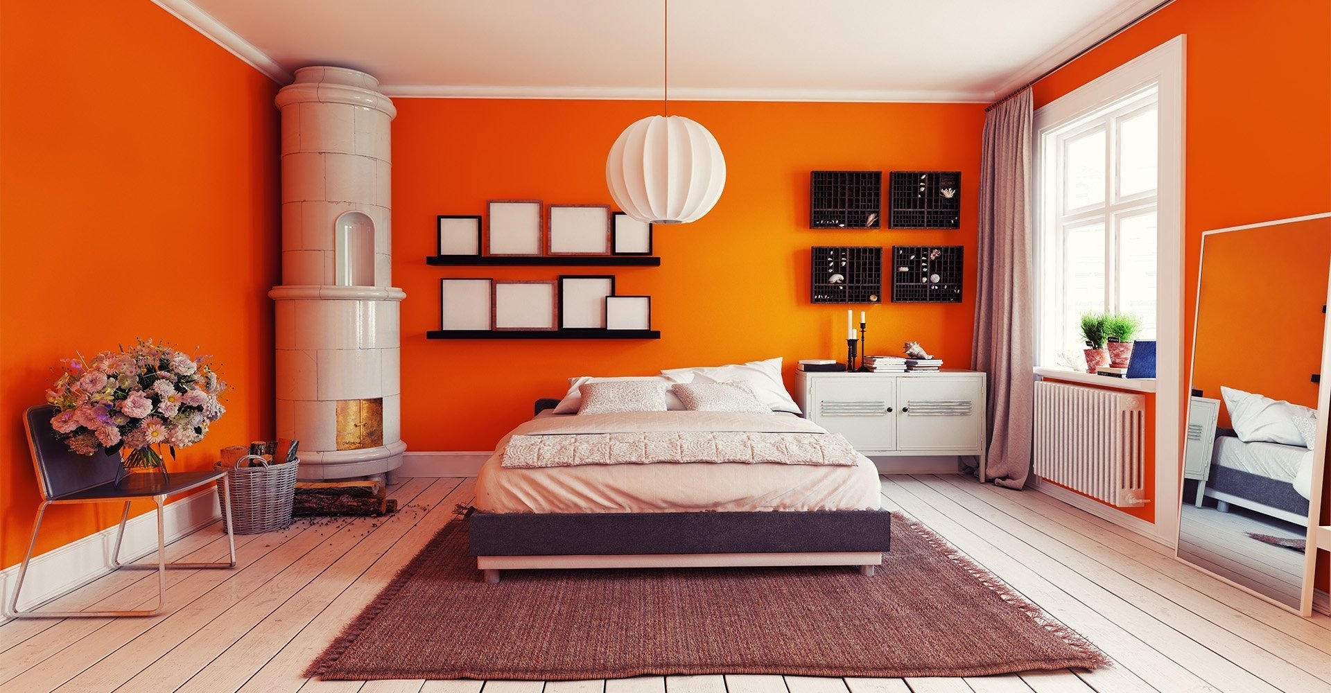 Спальня в оранжевом стиле