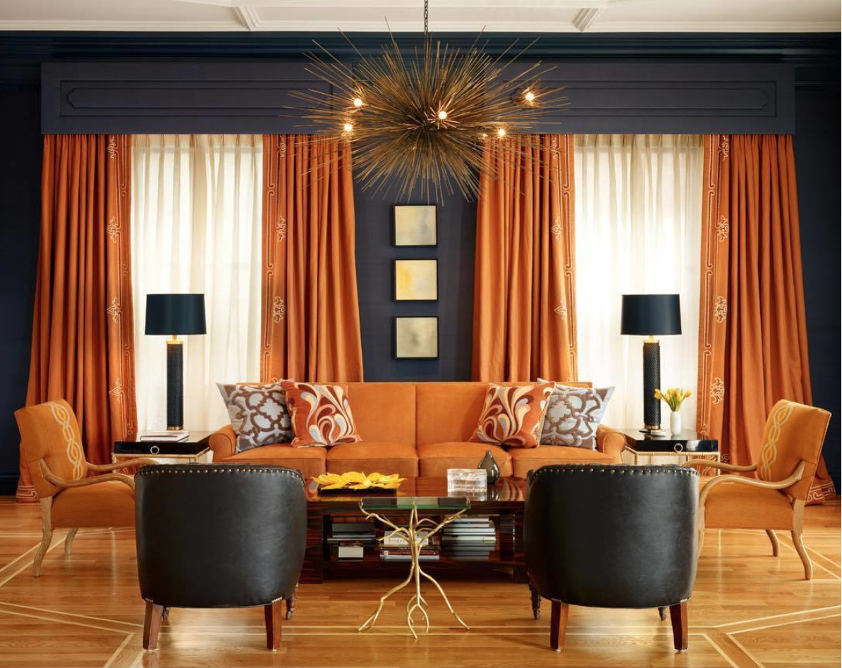 Гостиная в терракотовых тонах
