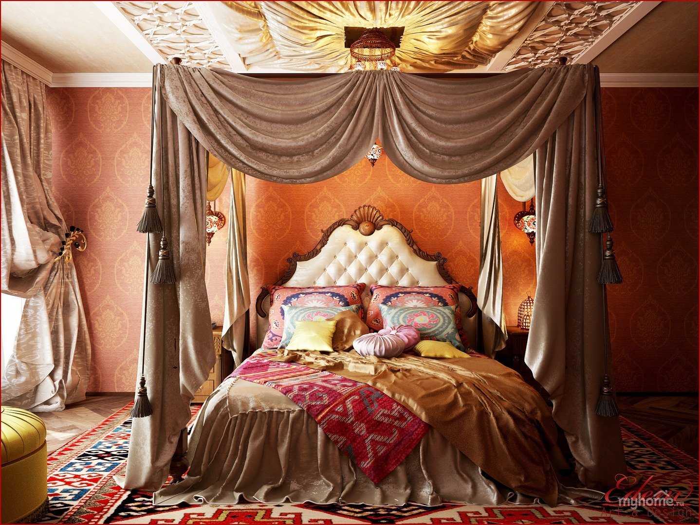 Кровать в Восточном стиле с балдахином