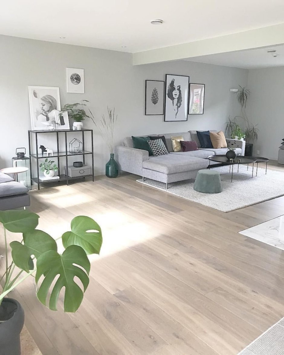 Серый пол в гостиной