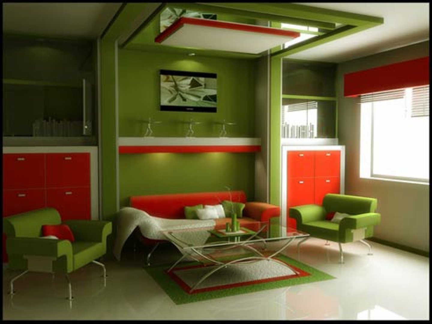 Зеленая комната со стулом