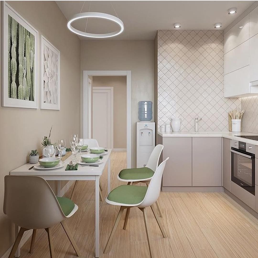 Зонирование кухни в студии 30 кв.м