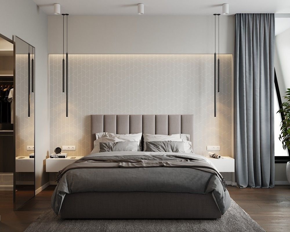Спальня в серых тонах