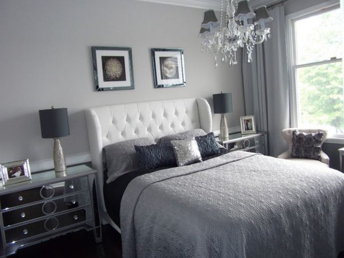 Спальня в современном стиле в черно-белом цвете