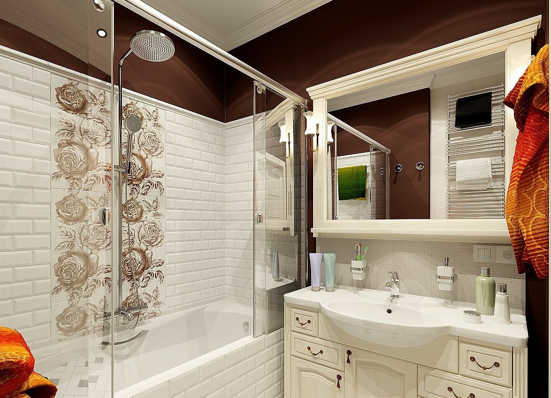 Декор небольшой ванной комнаты