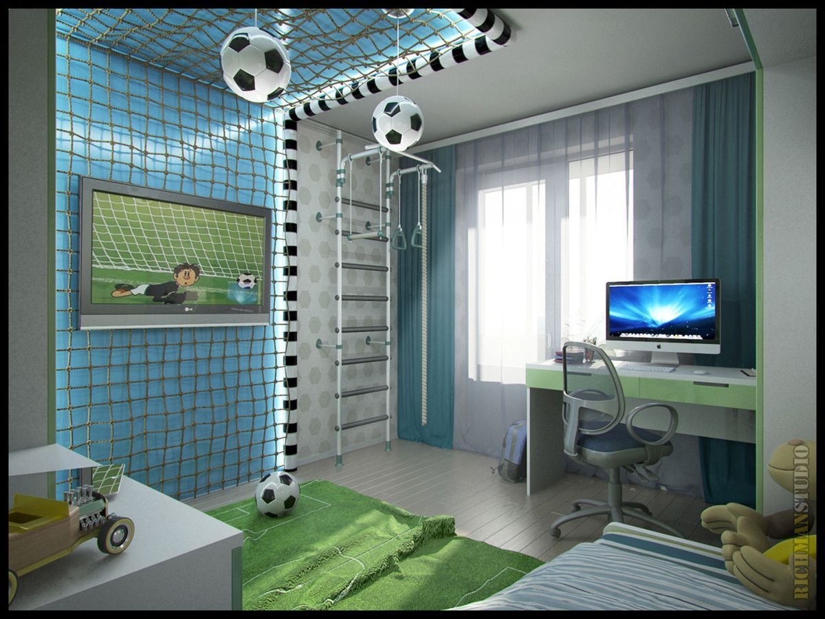 Комната в стиле футбола для мальчика