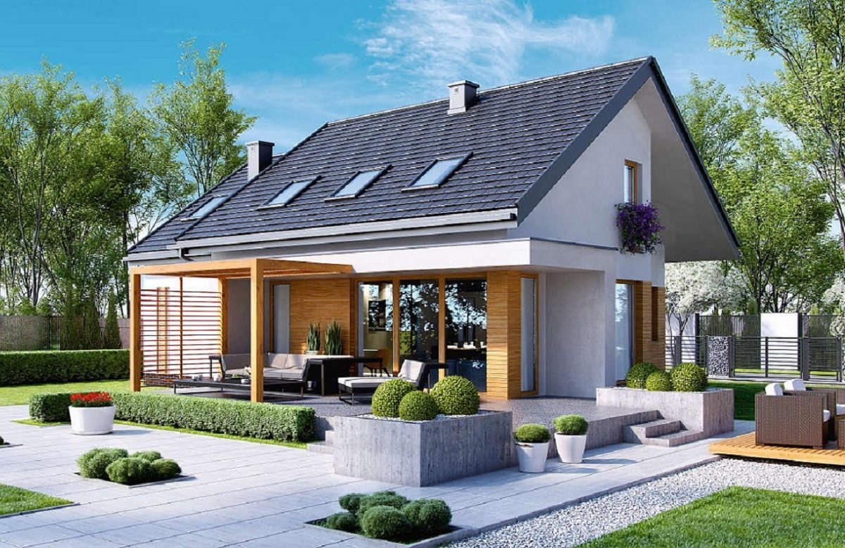 Дом с мансардой и террасой 120кв проект