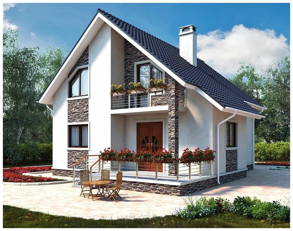 Дом с мансардой и террасой 120кв