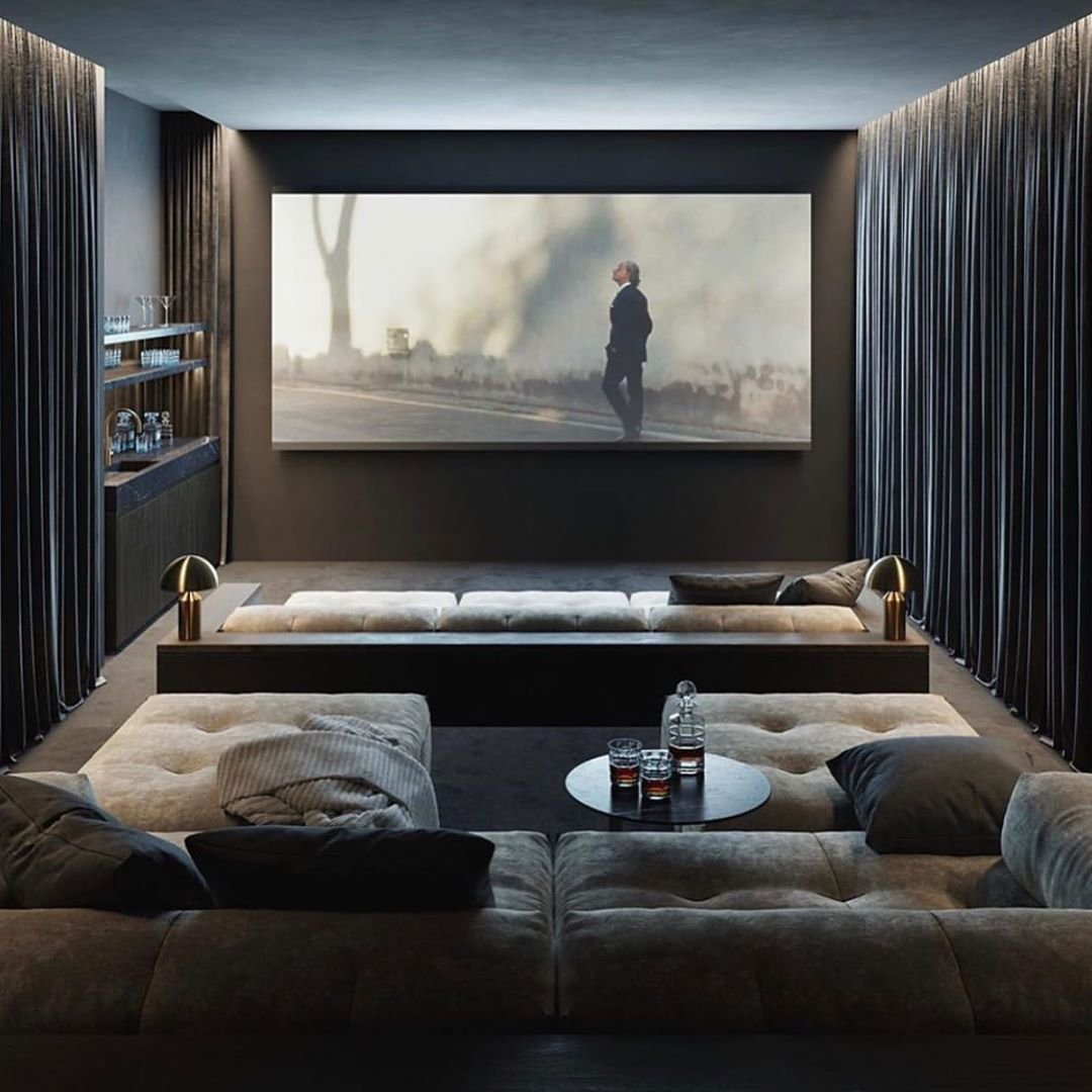 Дизайн гостиной с домашним кинотеатром