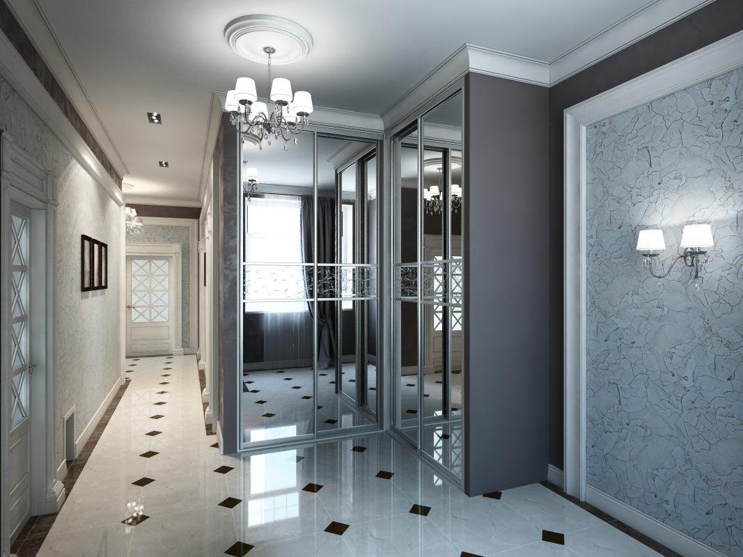 Серые стены в коридоре