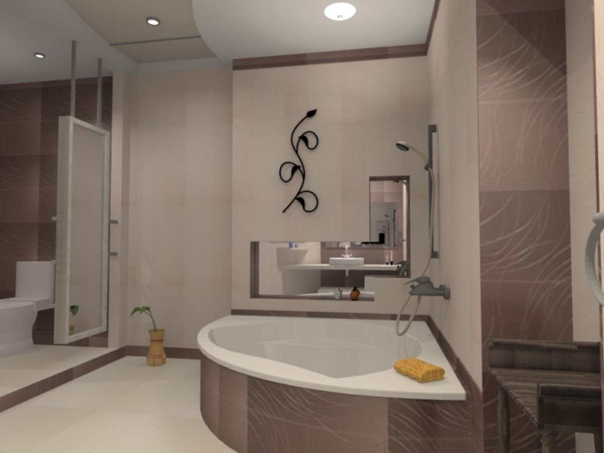 Интерьер ванной комнаты в трехкомнатной квартире