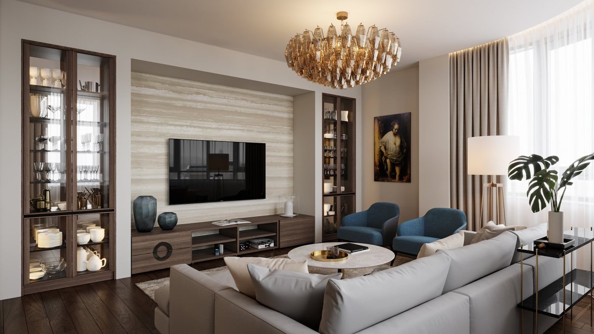 Гостиная Неоклассика 35м2