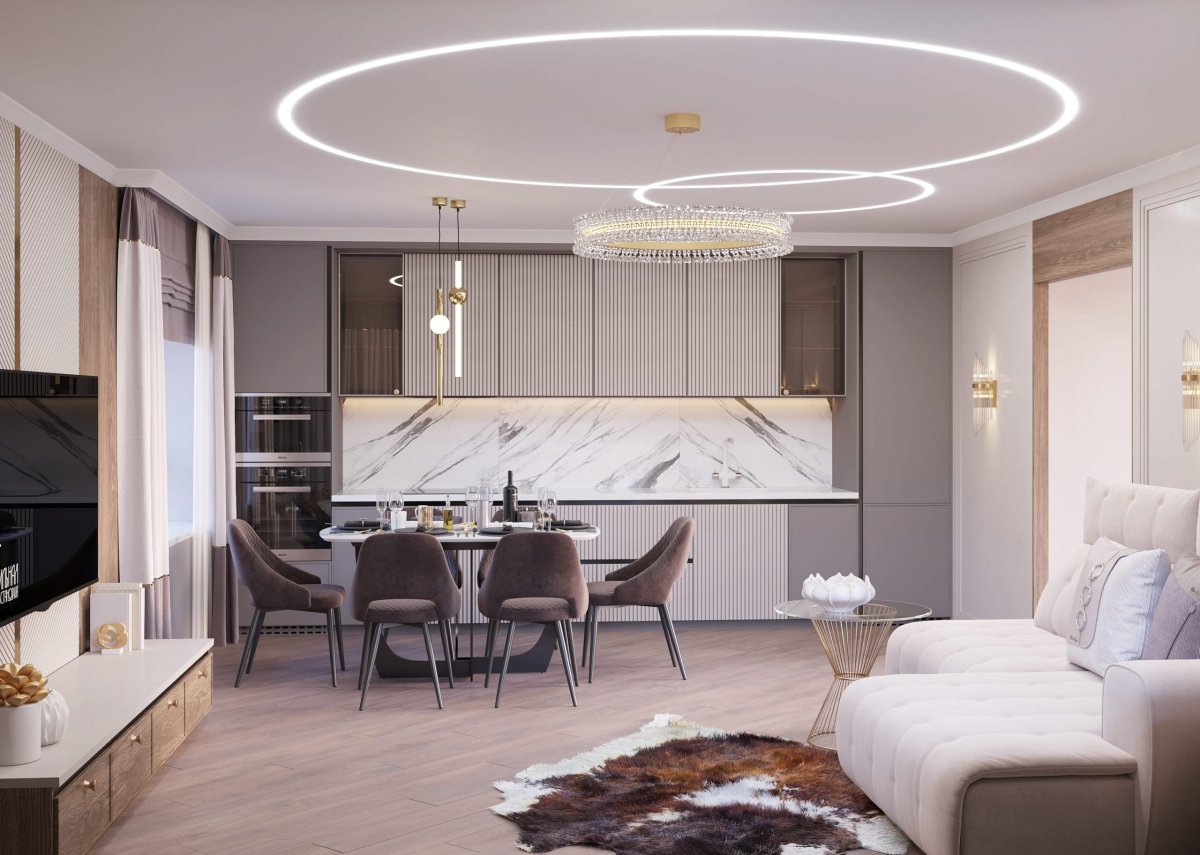 Гостиная в светлых тонах