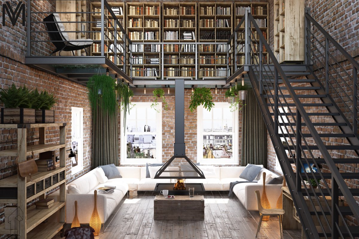 Библиотека в стиле лофт