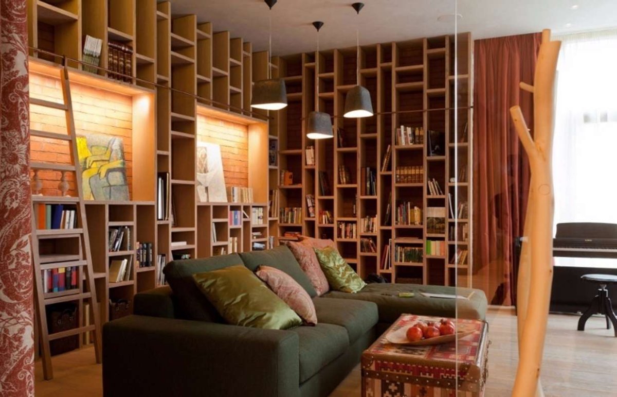 Интерьер библиотеки в квартире