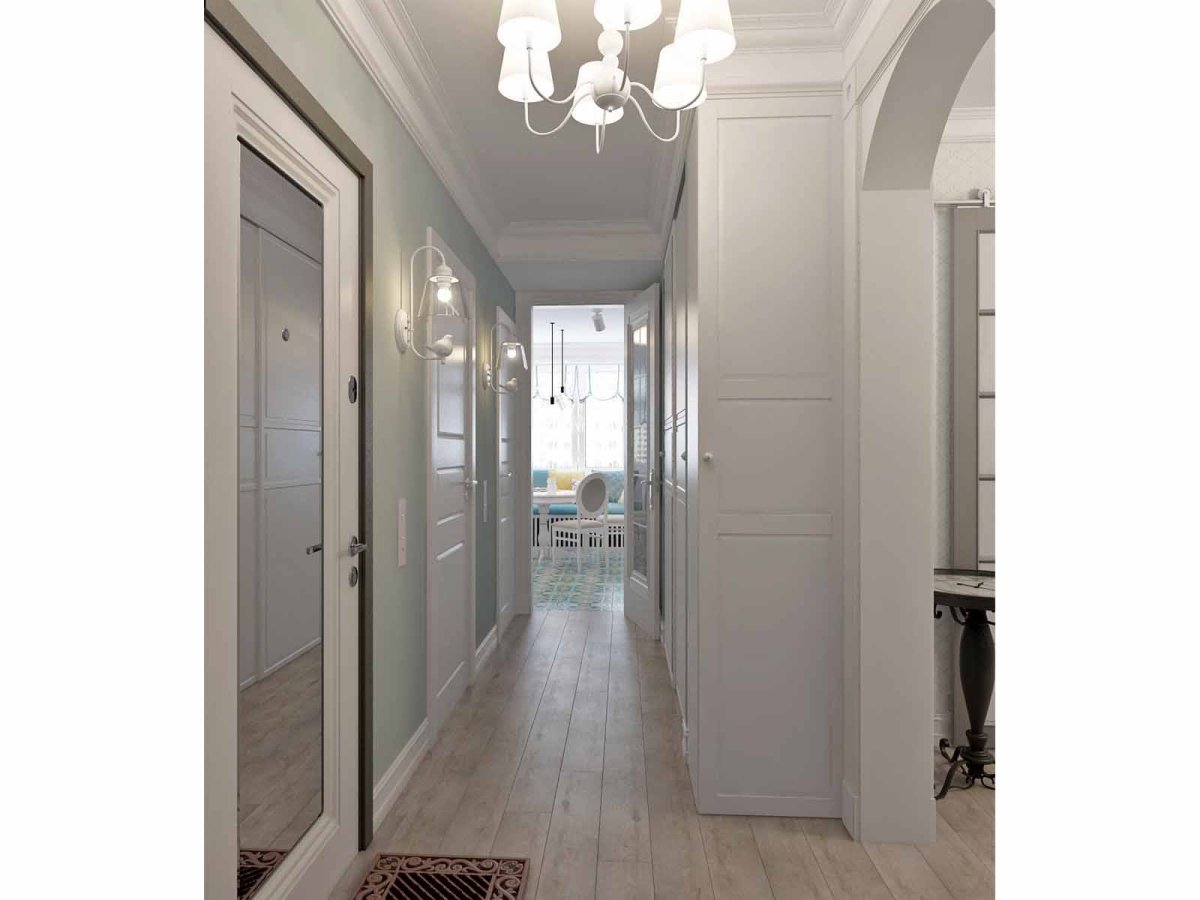 Прихожая с белыми дверями