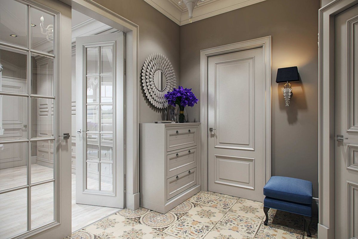 Прихожая в стиле арт деко в светлых тонах