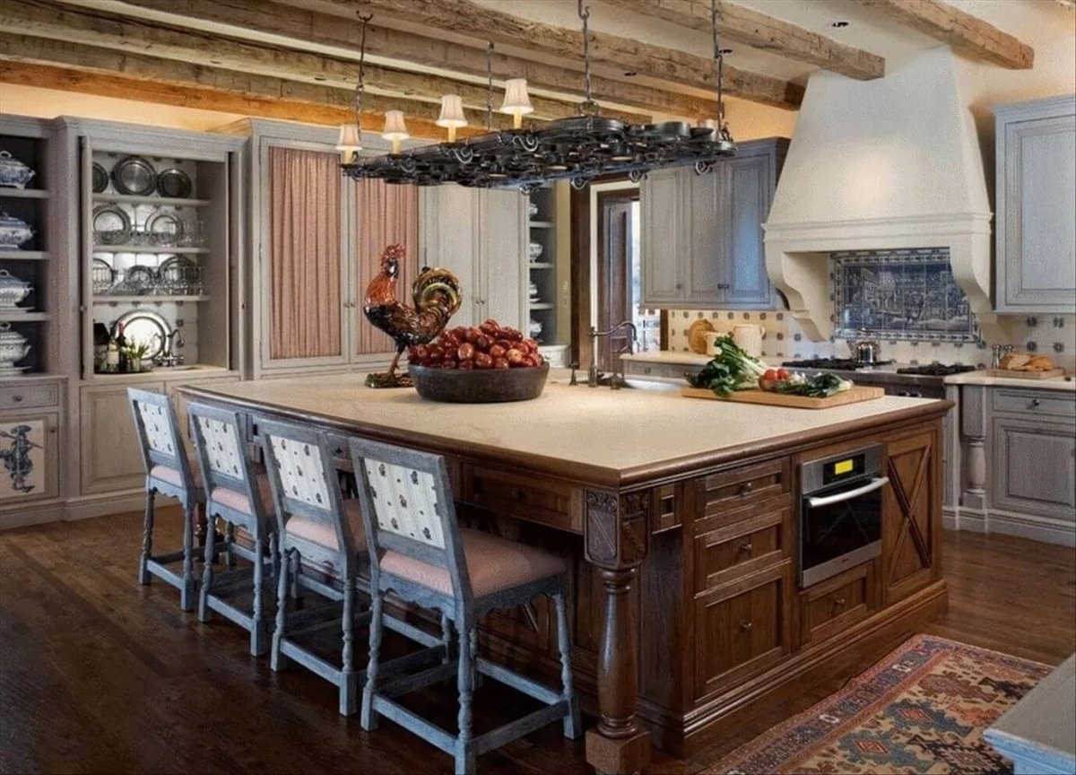 Кухня в стиле Прованс с островком