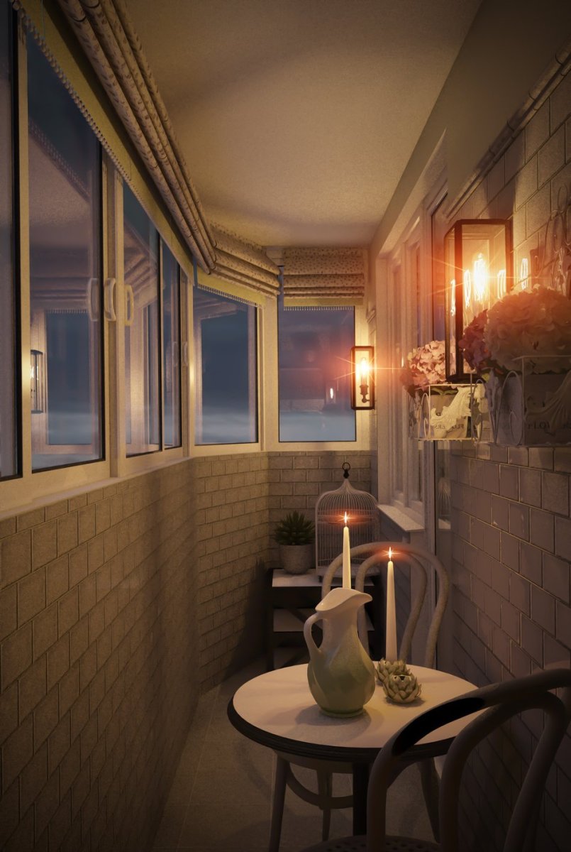 Красивый уютный балкон