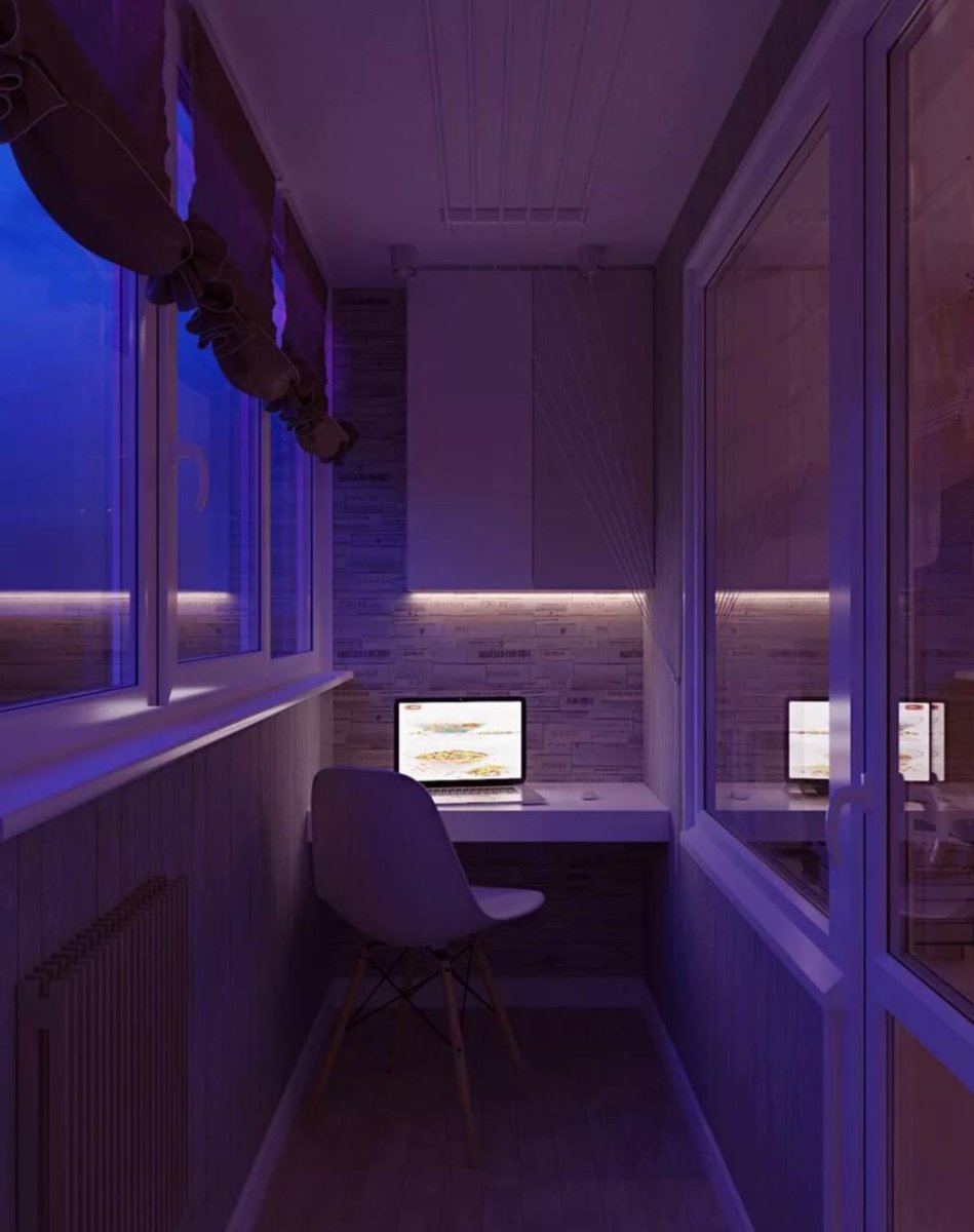 Подсветка большого балкона