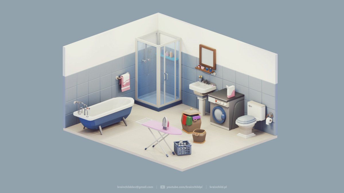 Комната 3d Low Poly