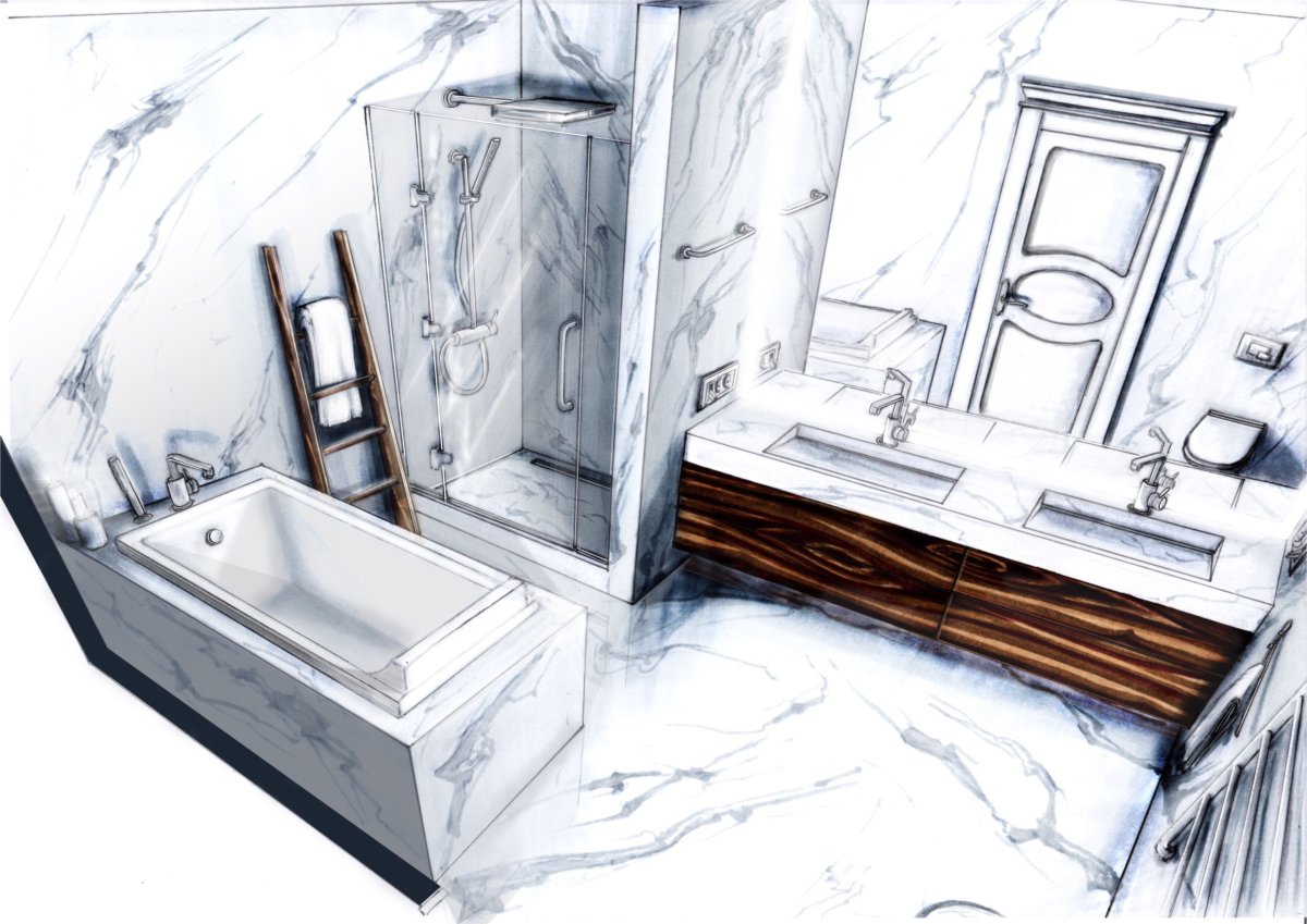 Скетч ванной комнаты