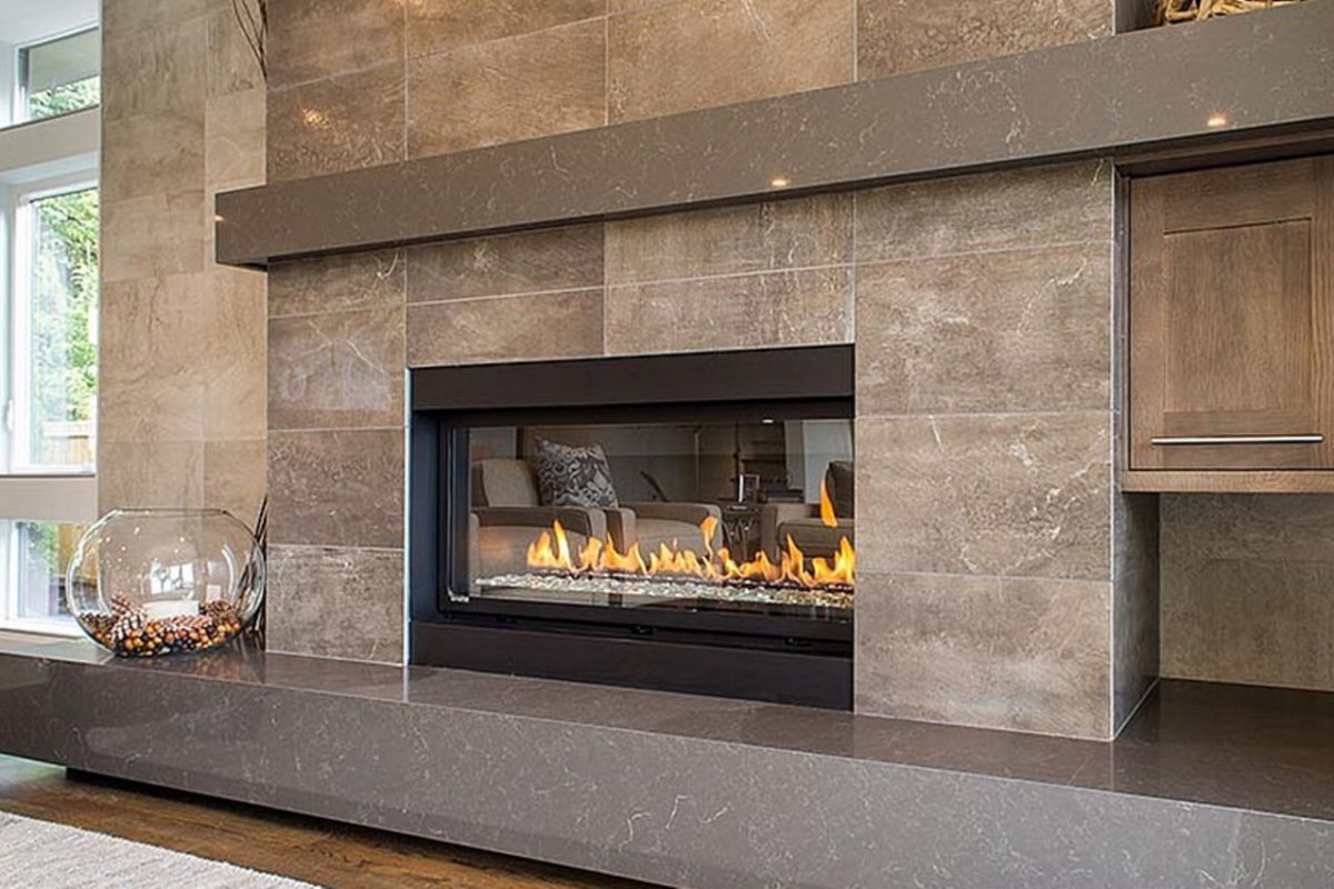 Отделка камина керамогранитом