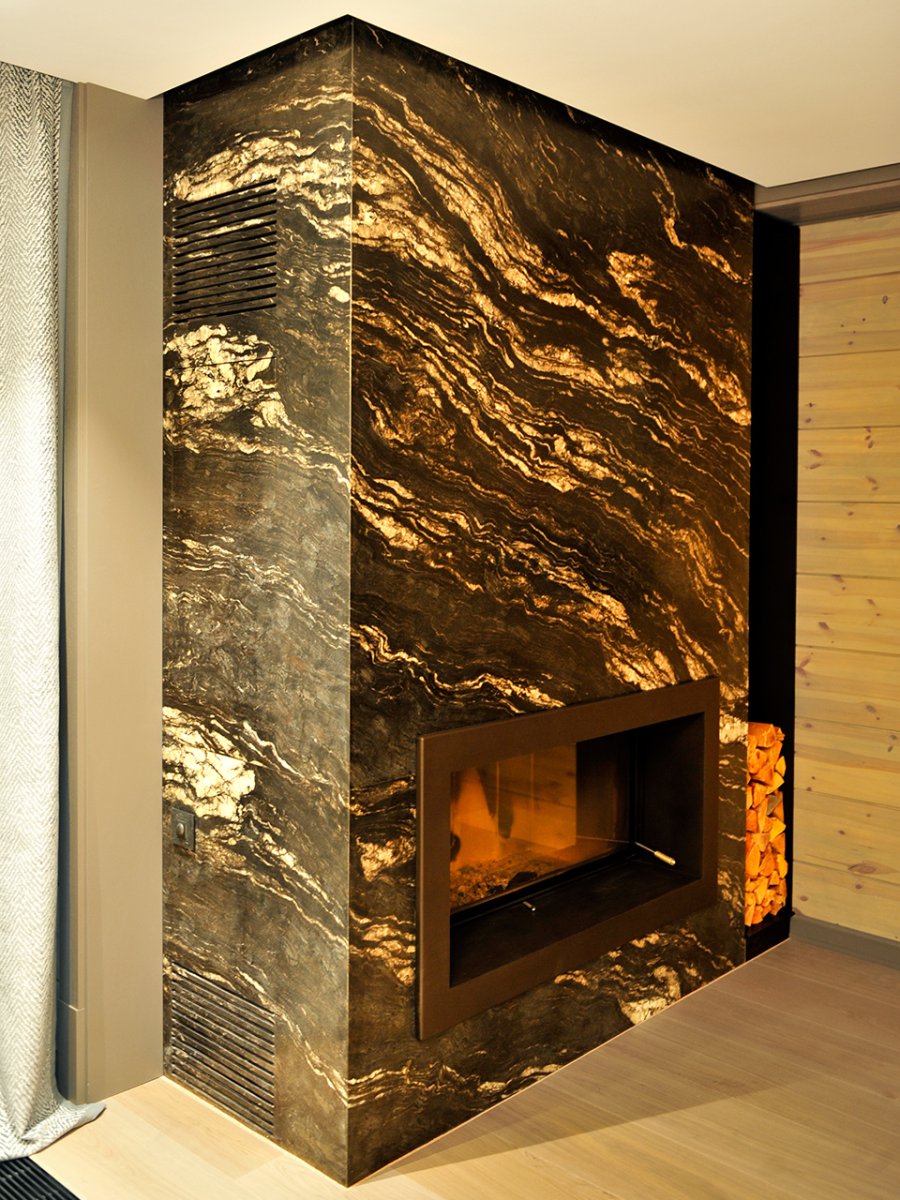 Облицовка камина керамогранитом
