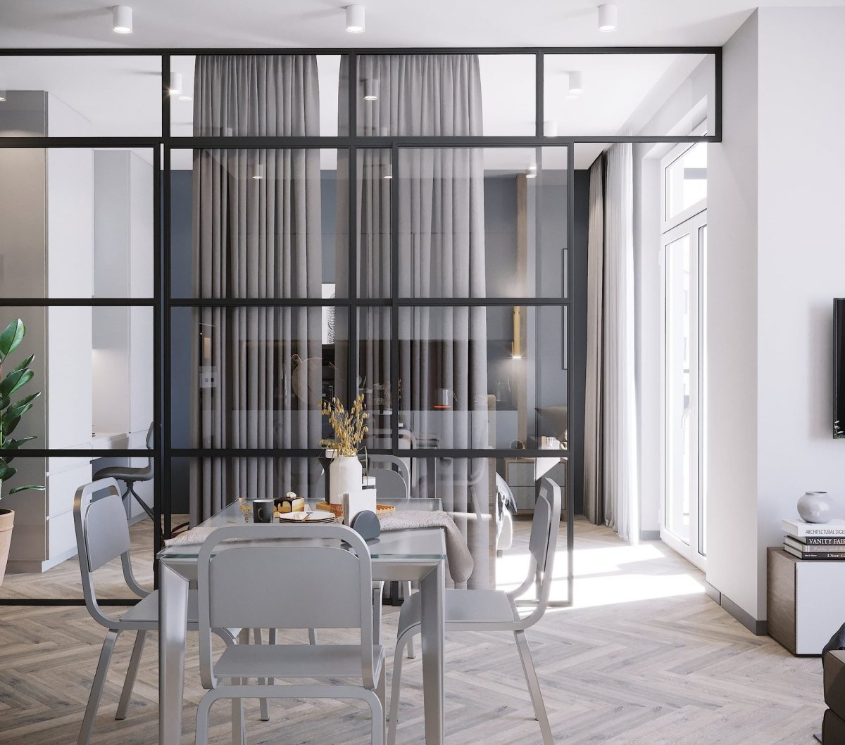 Стеклянные перегородки в интерьере