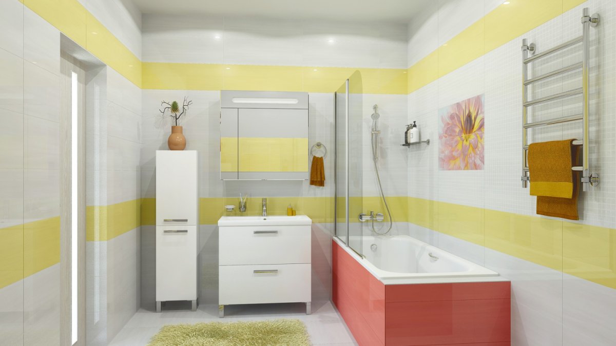 Серо желтая ванная