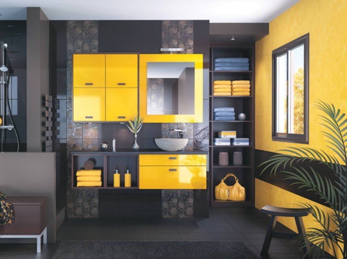 Желтая ванная комната