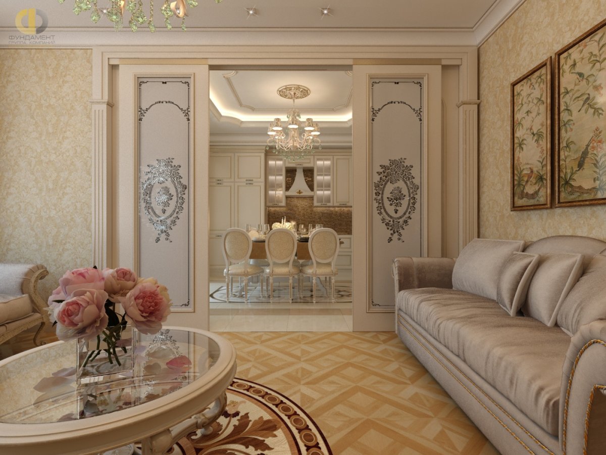 Гостиная в частном доме в классическом стиле
