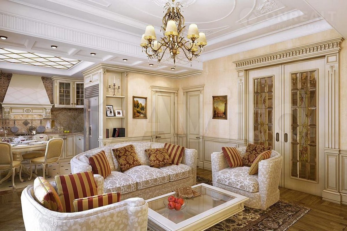 Декор для зала в классическом стиле