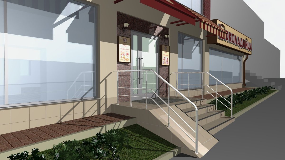 Входная группа в магазин в жилом доме