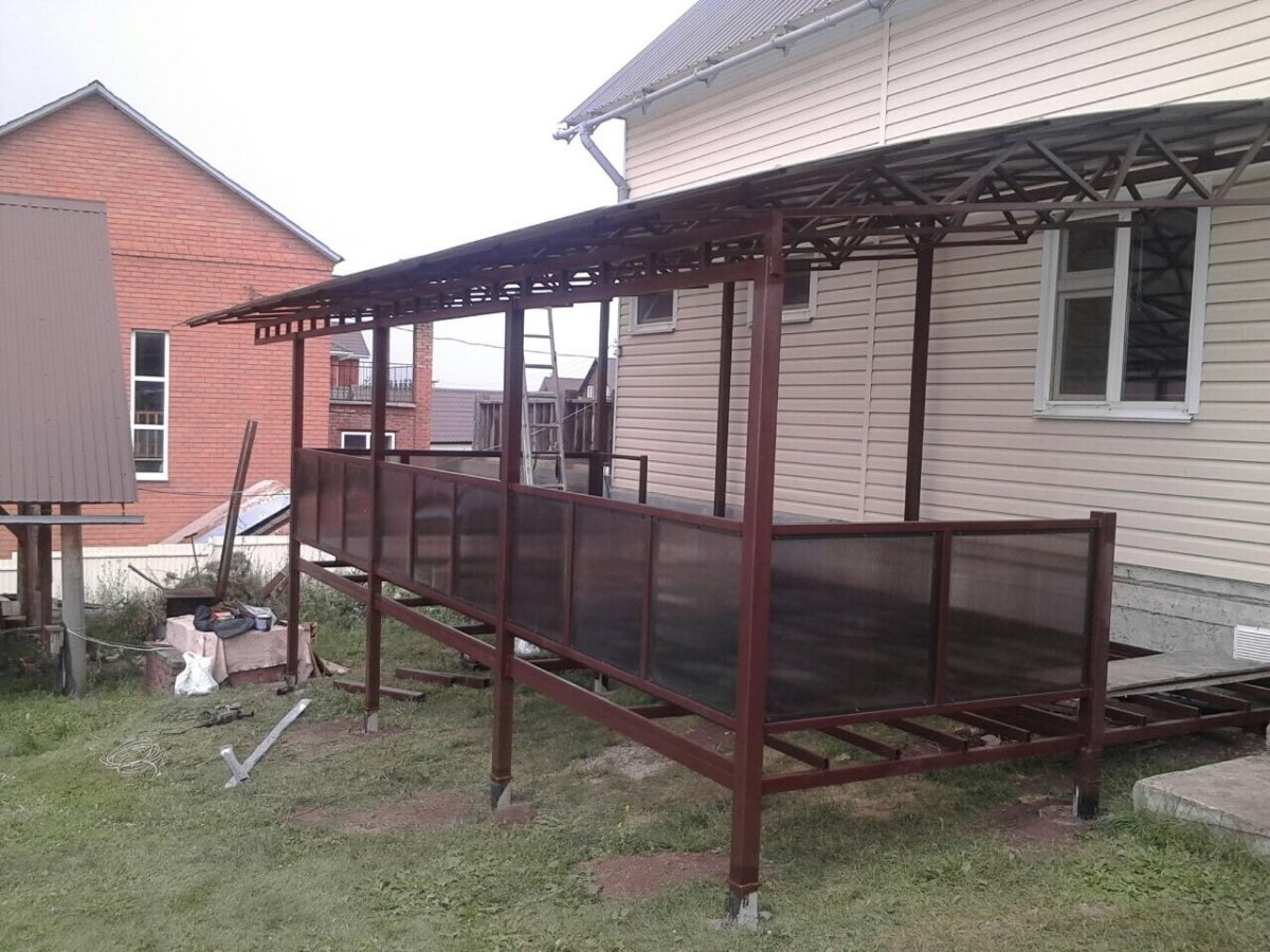 Пергола пристроенная к дому