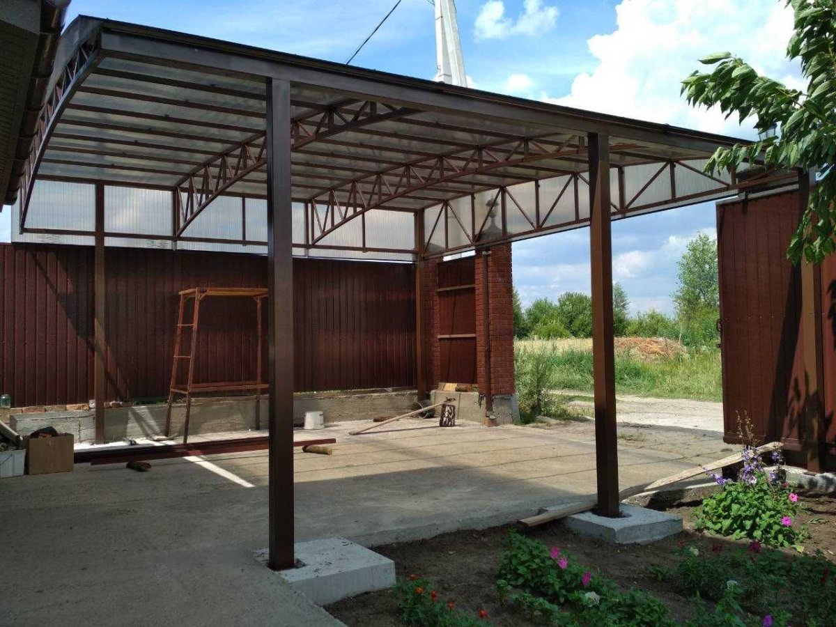 Навес веранда из профильной трубы