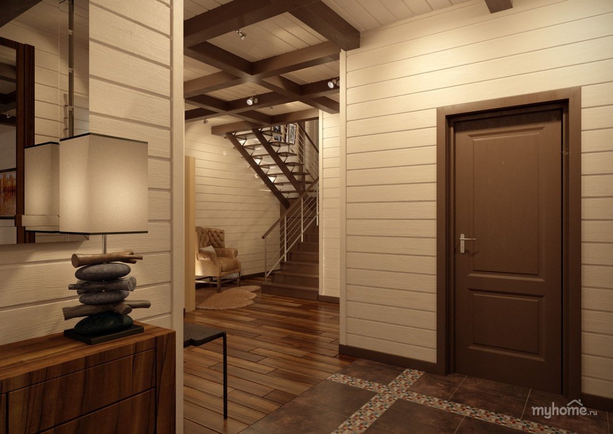 Прихожая имитация бруса