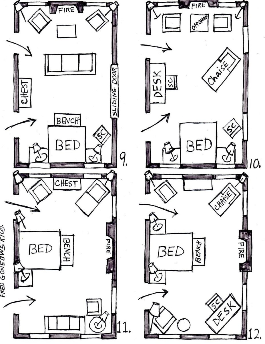 Схема расстановки мебели в комнате