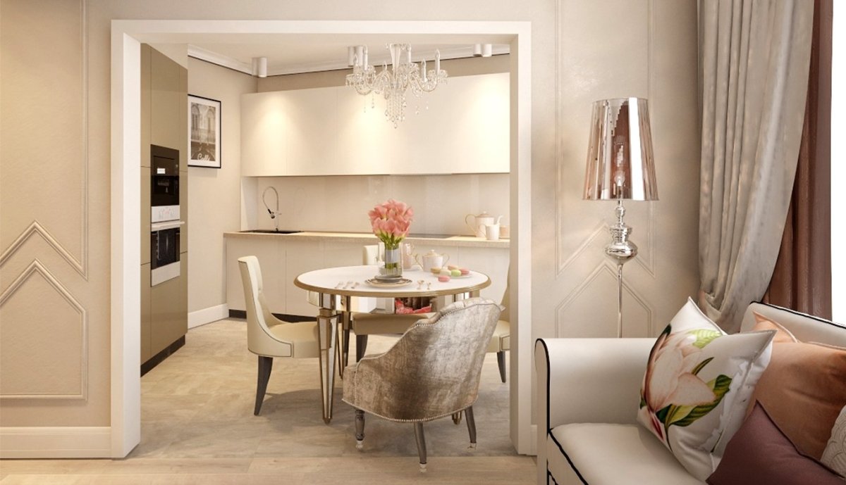 Проем между кухней и гостиной