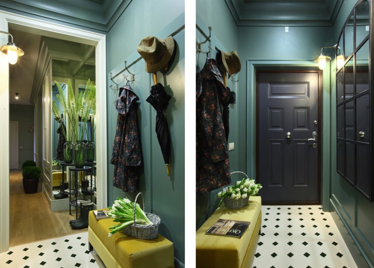 Зеленые стены в коридоре