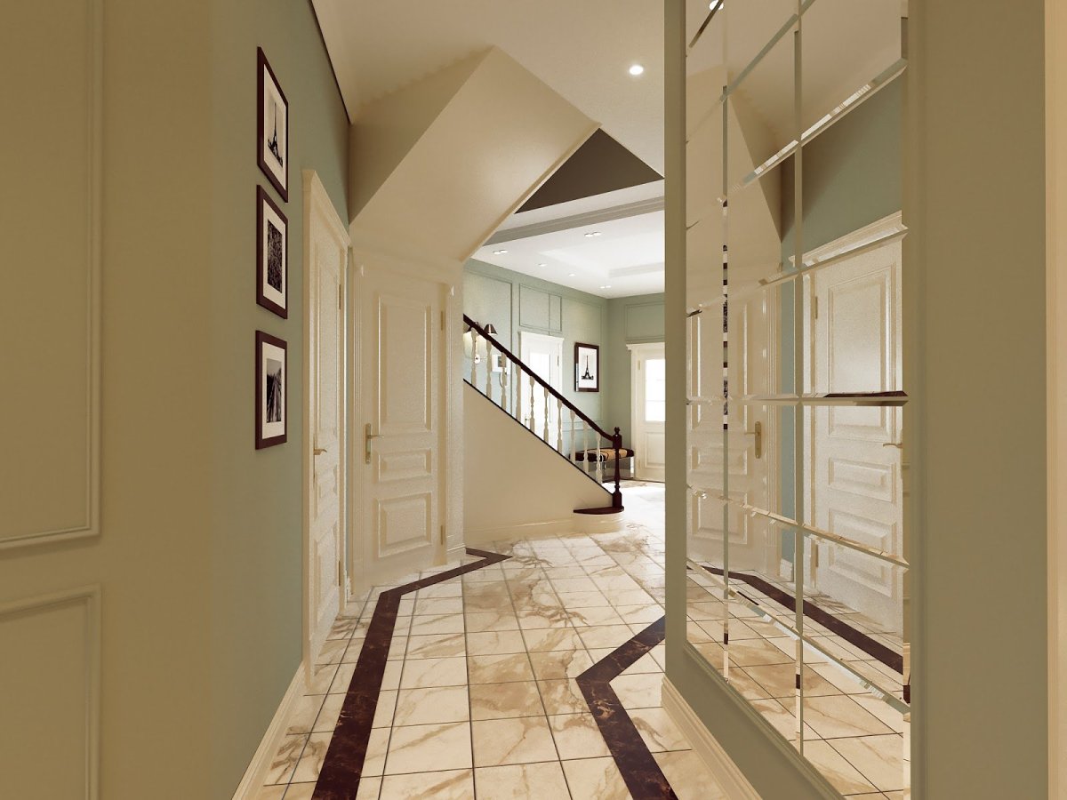 Светлая прихожая в частном доме