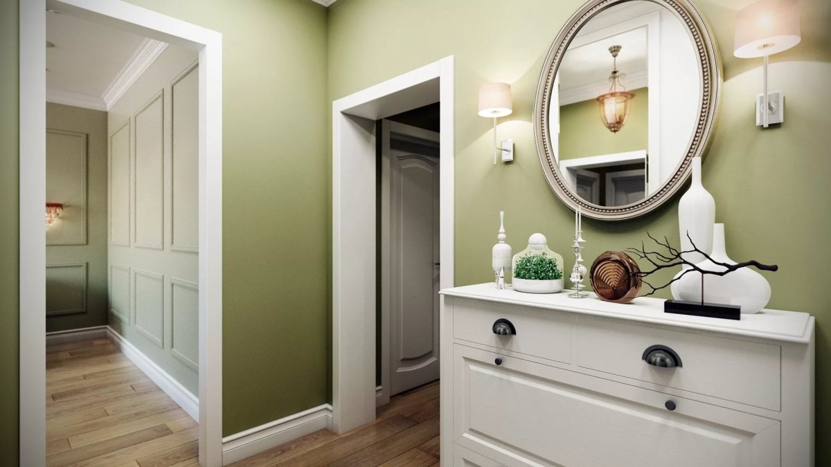 Прихожая в оливковом цвете