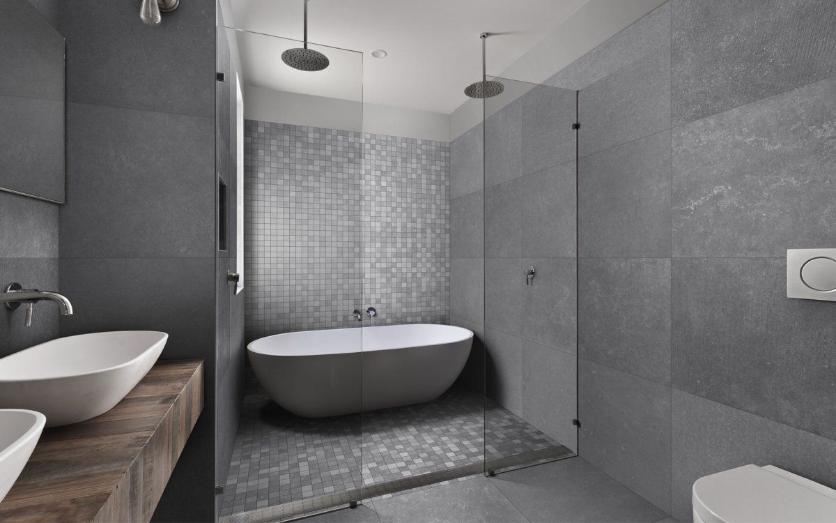 Плитка под бетон в ванной