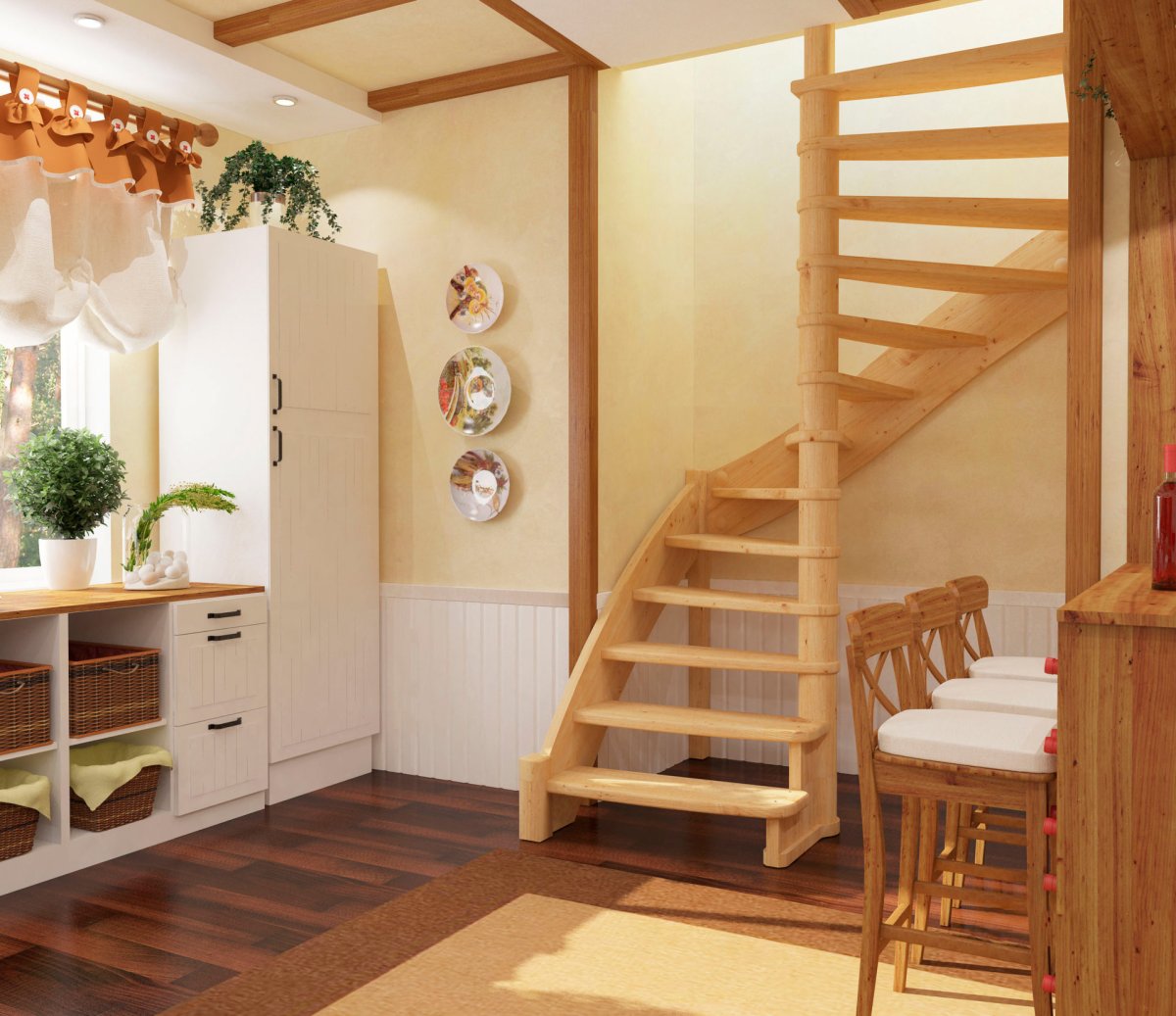 Прихожая с лестницей в частном доме