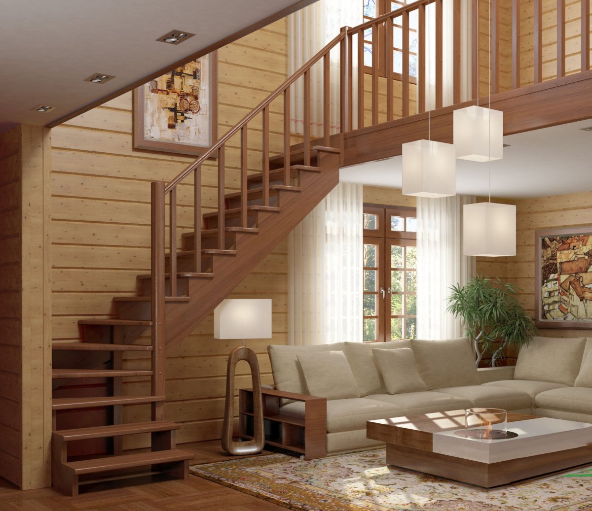 Деревянный дом со вторым светом интерьер