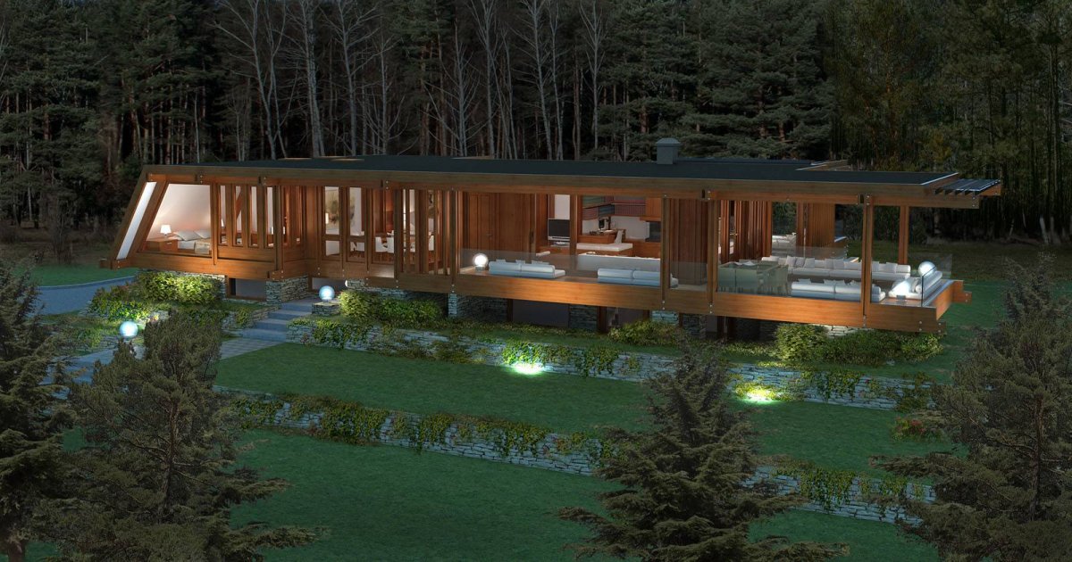 Дом в стиле лофт в лесу