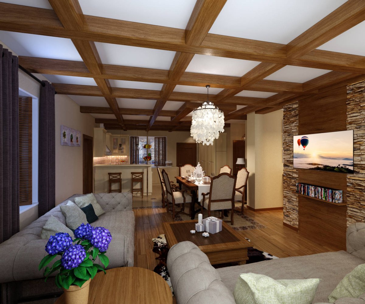 Гостиная в стиле Шале