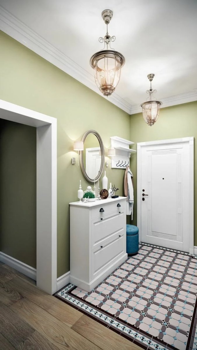 Прихожая в оливковом цвете