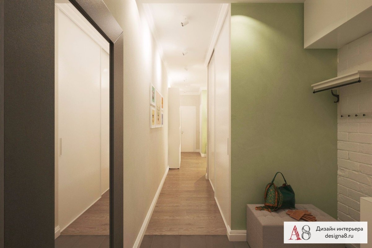 Фисташковые стены в прихожей