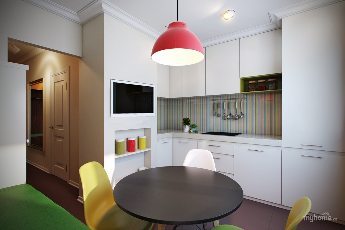 Интерьер кухни в трехкомнатной квартире